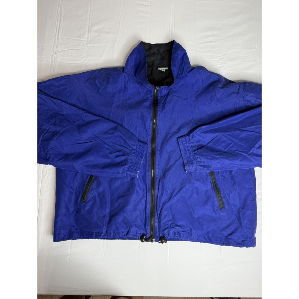 Vintage Fuda International Unisex Sz Large Full Zip Royal Blue 100% Silk Jacket